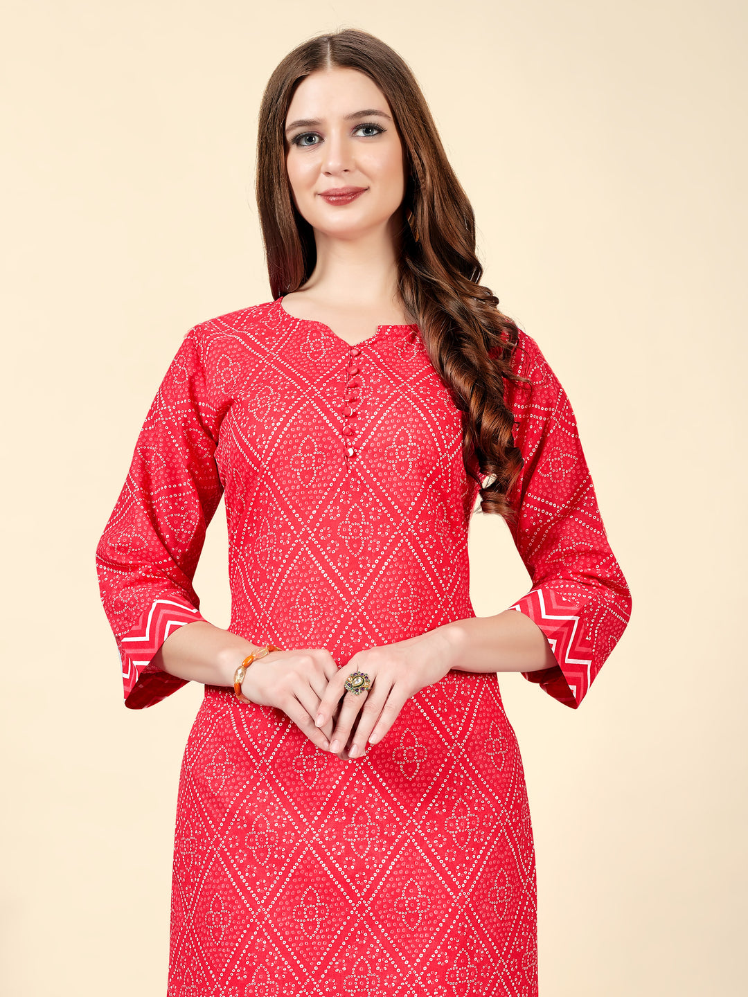 Designer Pink Cotton Kurti with Bottom | Elegant Printed Ethnic Set