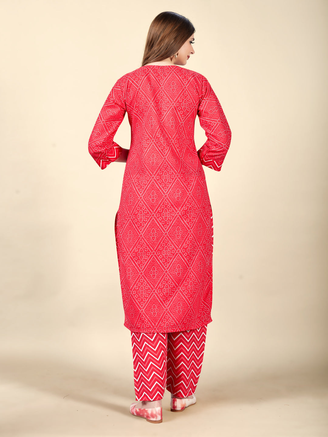 Designer Pink Cotton Kurti with Bottom | Elegant Printed Ethnic Set