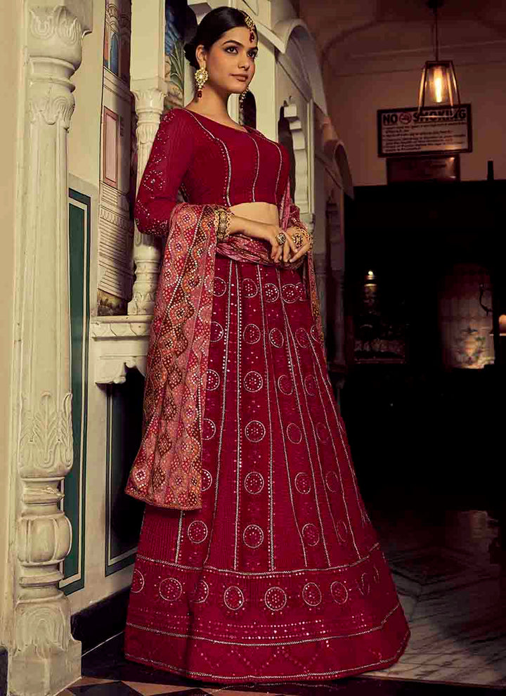 Radiant Pink Georgette Lehenga with Pink Dupatta | Elegance Redefined for Brides