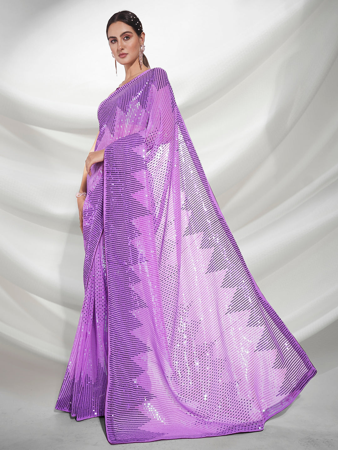 Designer Georgette Saree with Art-Silk Blouse | Sequence Embroidery for Weddings