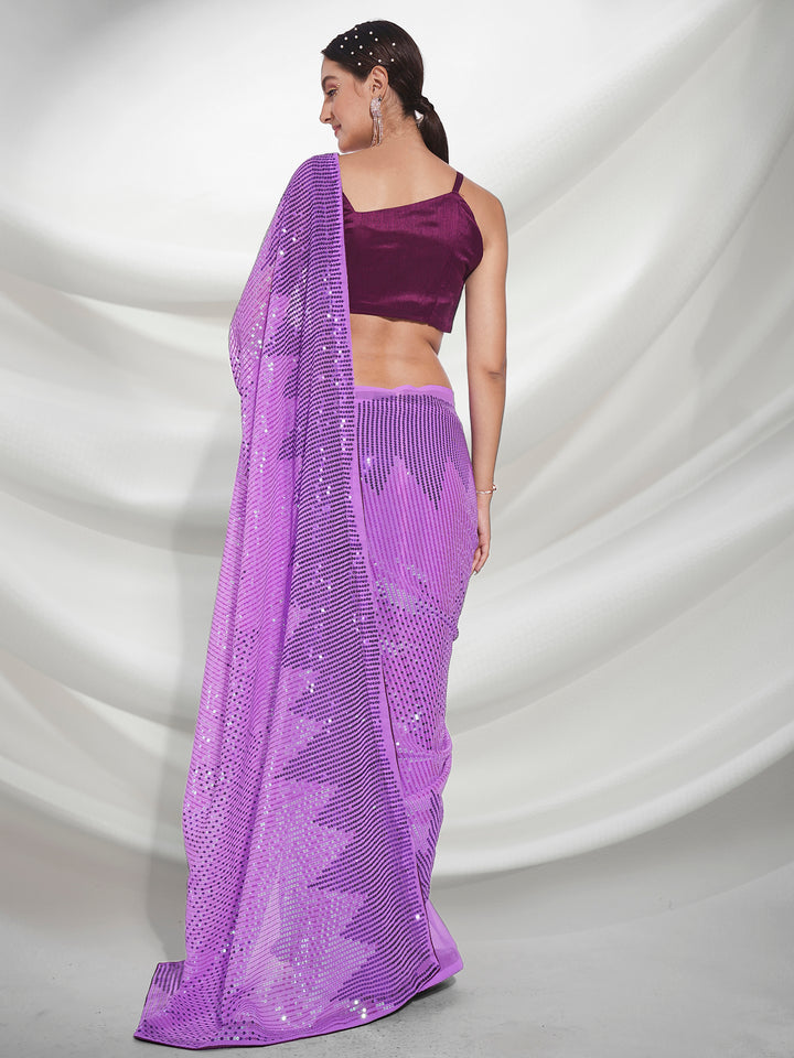 Designer Georgette Saree with Art-Silk Blouse | Sequence Embroidery for Weddings