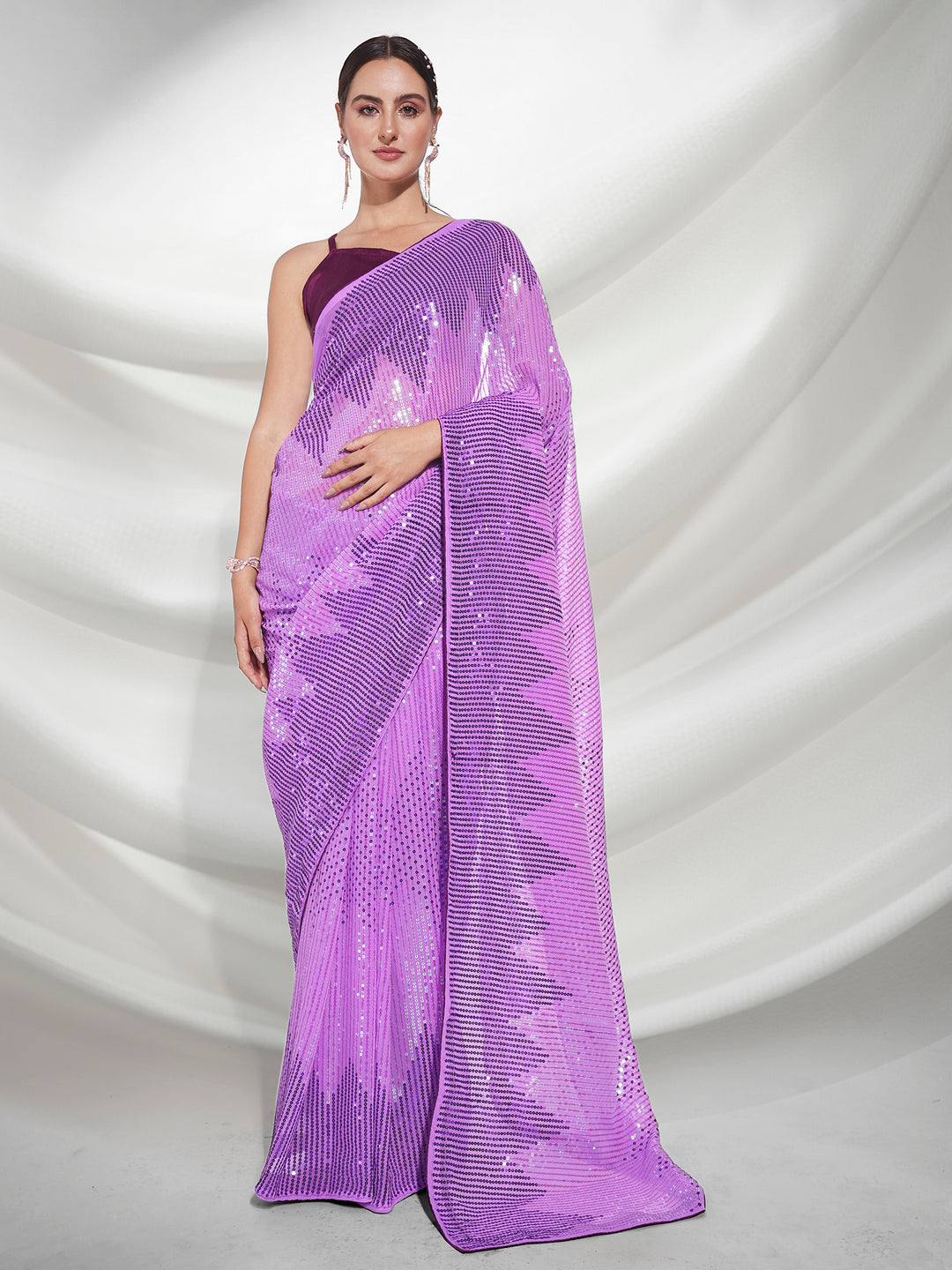 Designer Georgette Saree with Art-Silk Blouse | Sequence Embroidery for Weddings