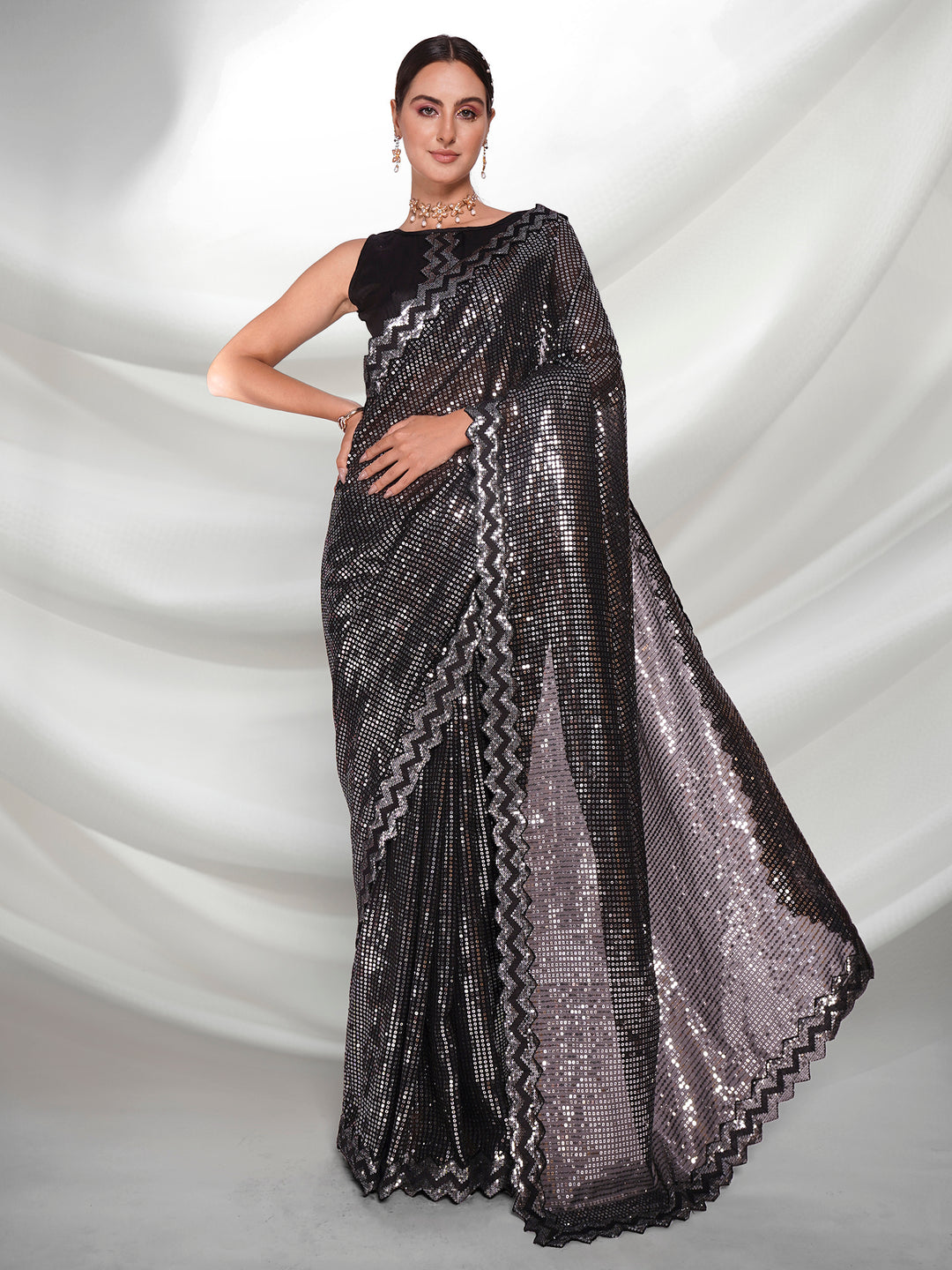 Designer Georgette Saree with Sequins Embroidery | Elegant Wedding Attire