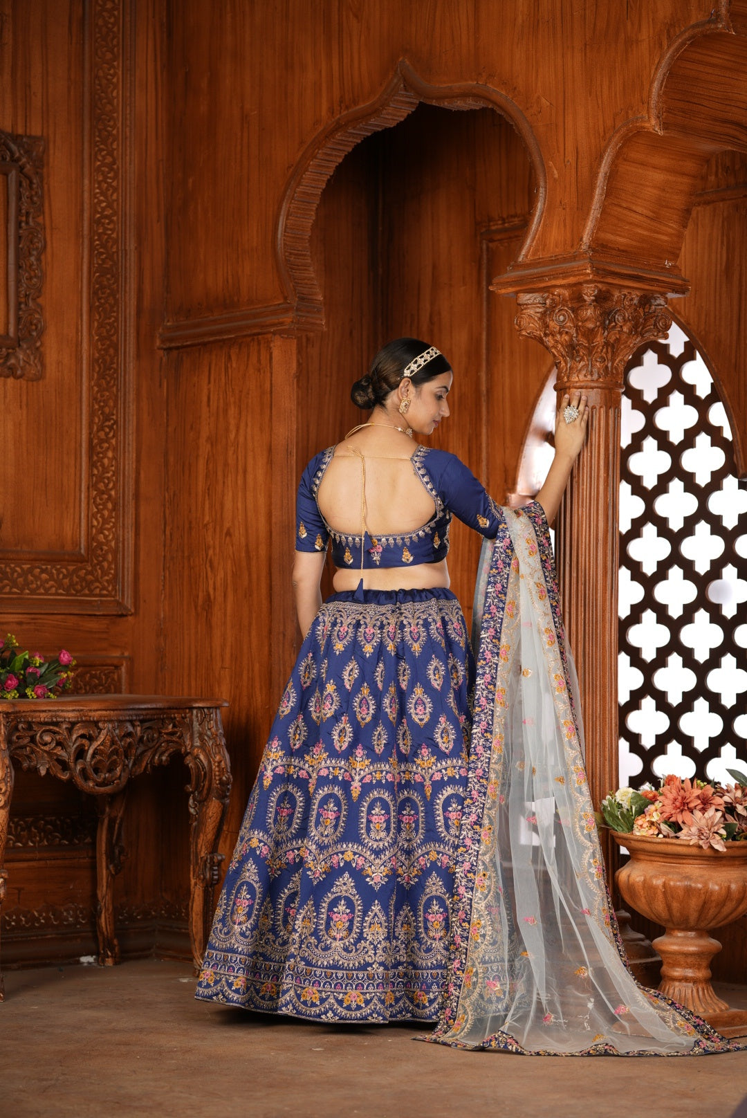 Stunning Blue Taffeta Silk Lehenga with Light Blue Dupatta | Perfect for Weddings and Celebrations