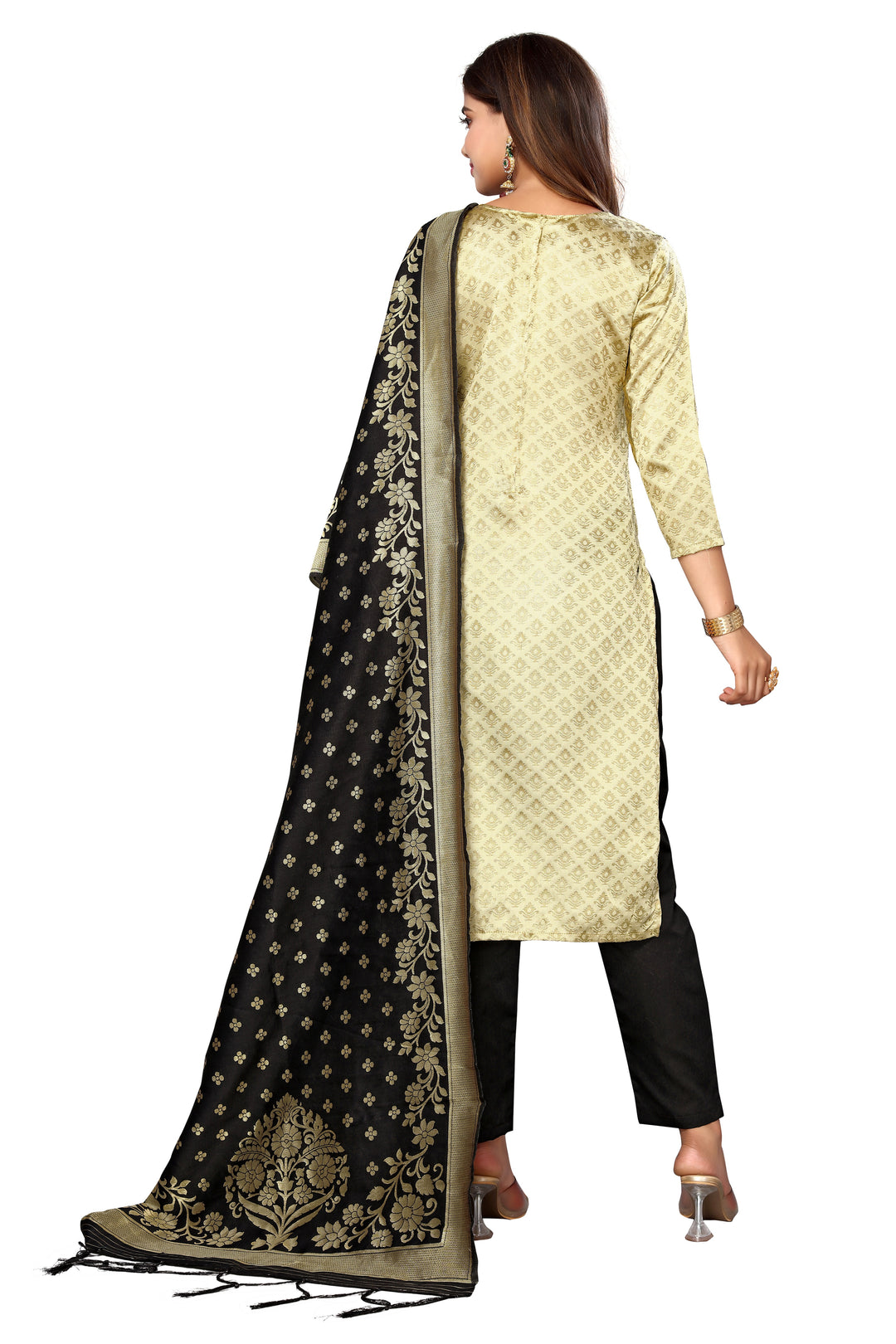 Banarasi Silk Salwar Suit | Wevon Designer Work with Taffeta Silk Bottom