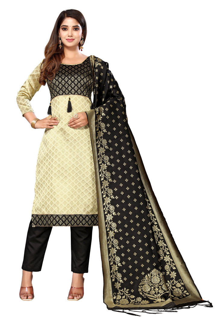 Banarasi Silk Salwar Suit | Wevon Designer Work with Taffeta Silk Bottom