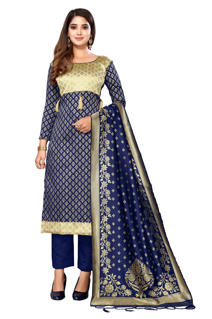 Banarasi Silk Salwar Suit | Wevon Designer Work with Taffeta Silk Bottom