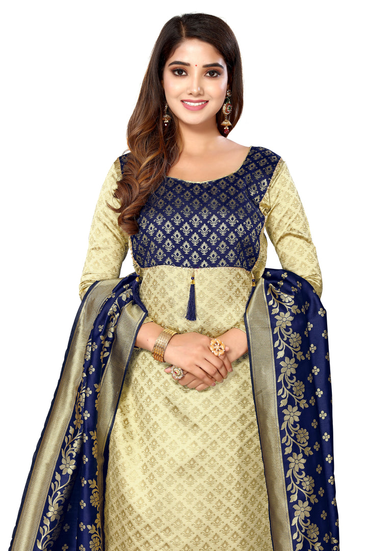 Banarasi Silk Salwar Suit | Wevon Designer Work with Taffeta Silk Bottom