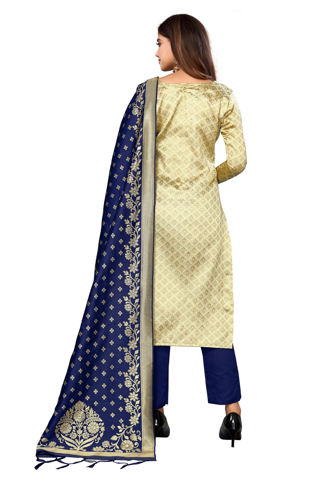 Banarasi Silk Salwar Suit | Wevon Designer Work with Taffeta Silk Bottom