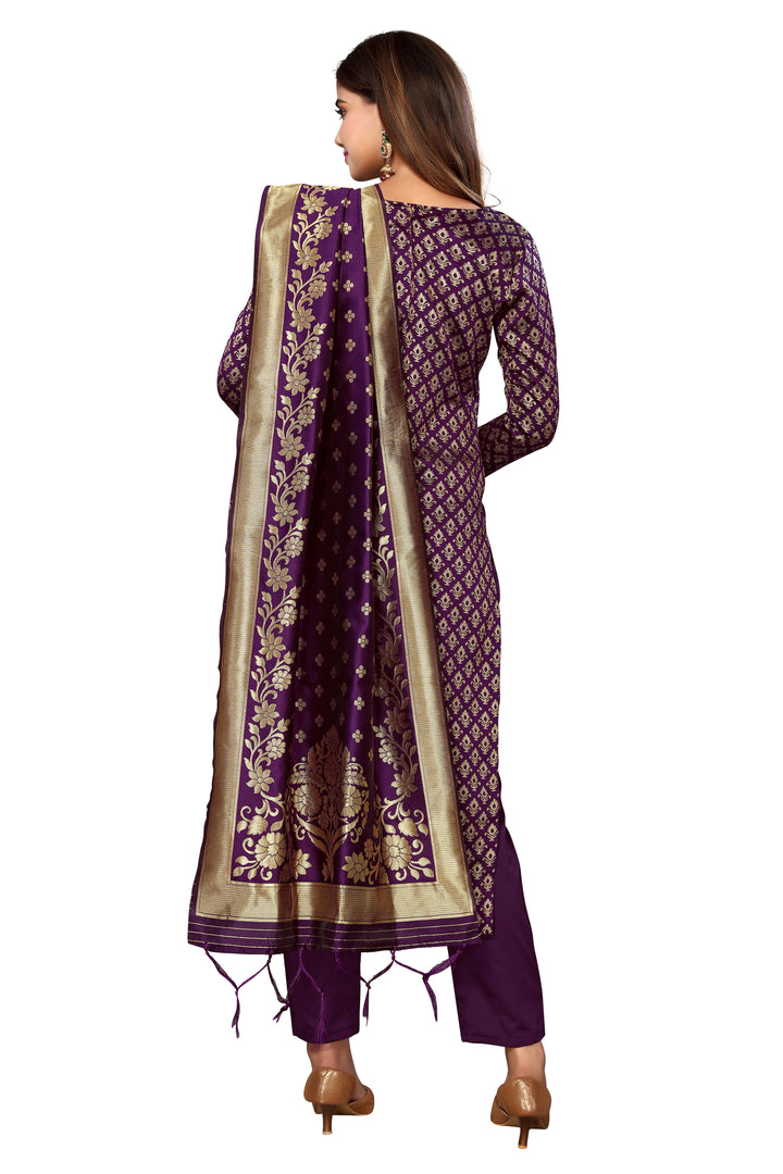 Banarasi Silk Salwar Suit | Wevon Designer Work with Taffeta Silk Bottom