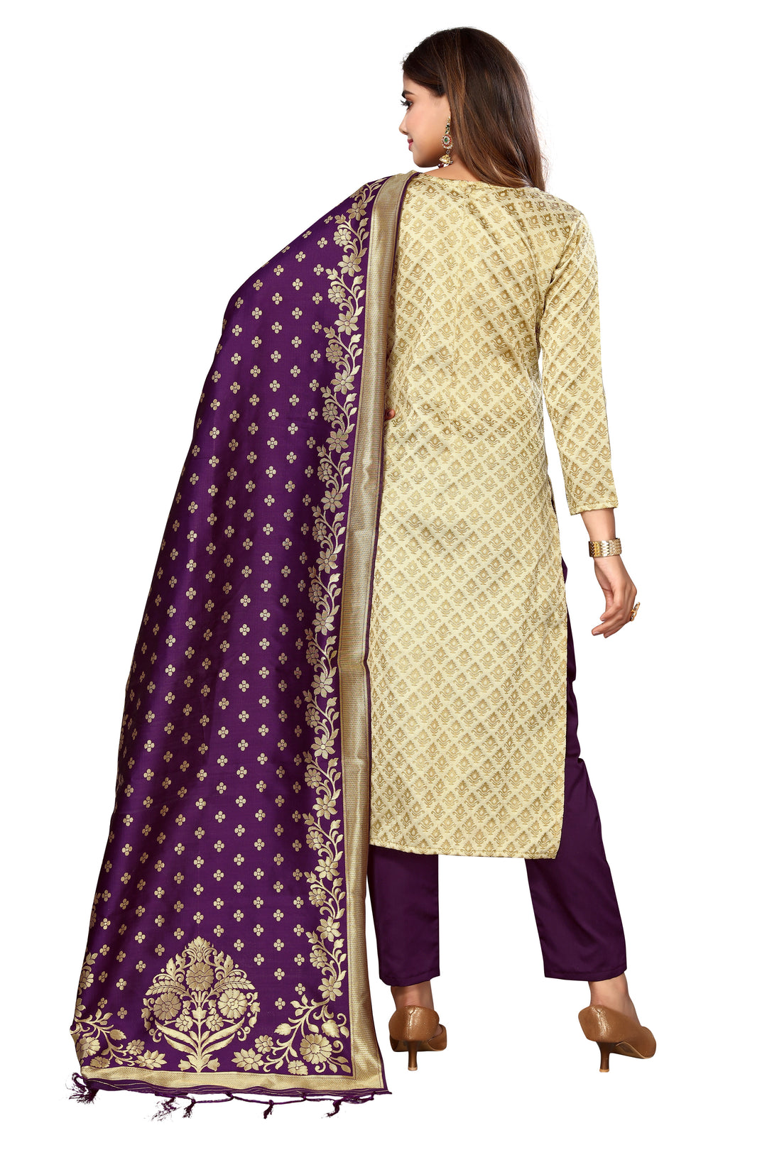 Banarasi Silk Salwar Suit | Wevon Designer Work with Taffeta Silk Bottom