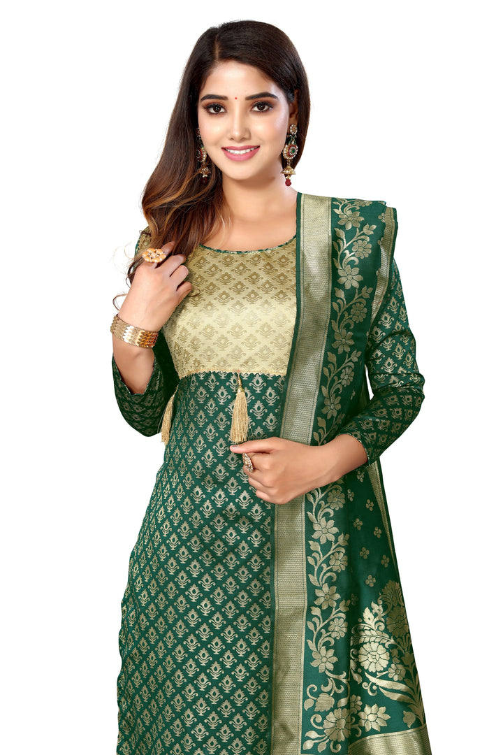 Banarasi Silk Salwar Suit | Wevon Designer Work with Taffeta Silk Bottom