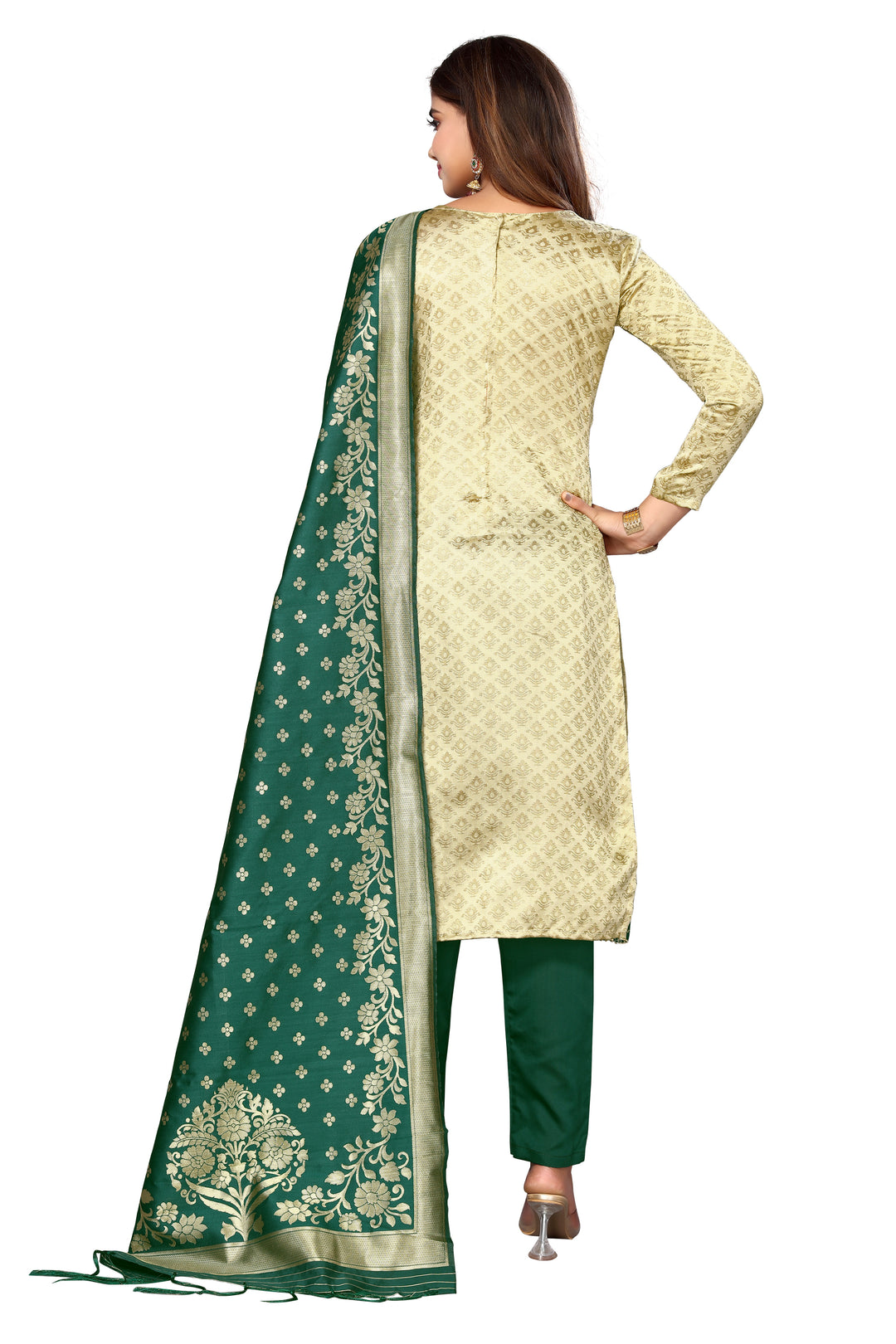 Banarasi Silk Salwar Suit | Wevon Designer Work with Taffeta Silk Bottom