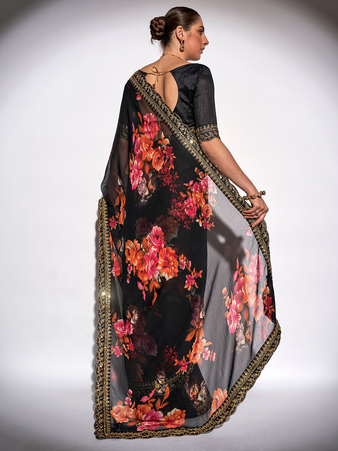 Designer Printed Georgette Saree | Art-Silk Blouse | Perfect for Weddings