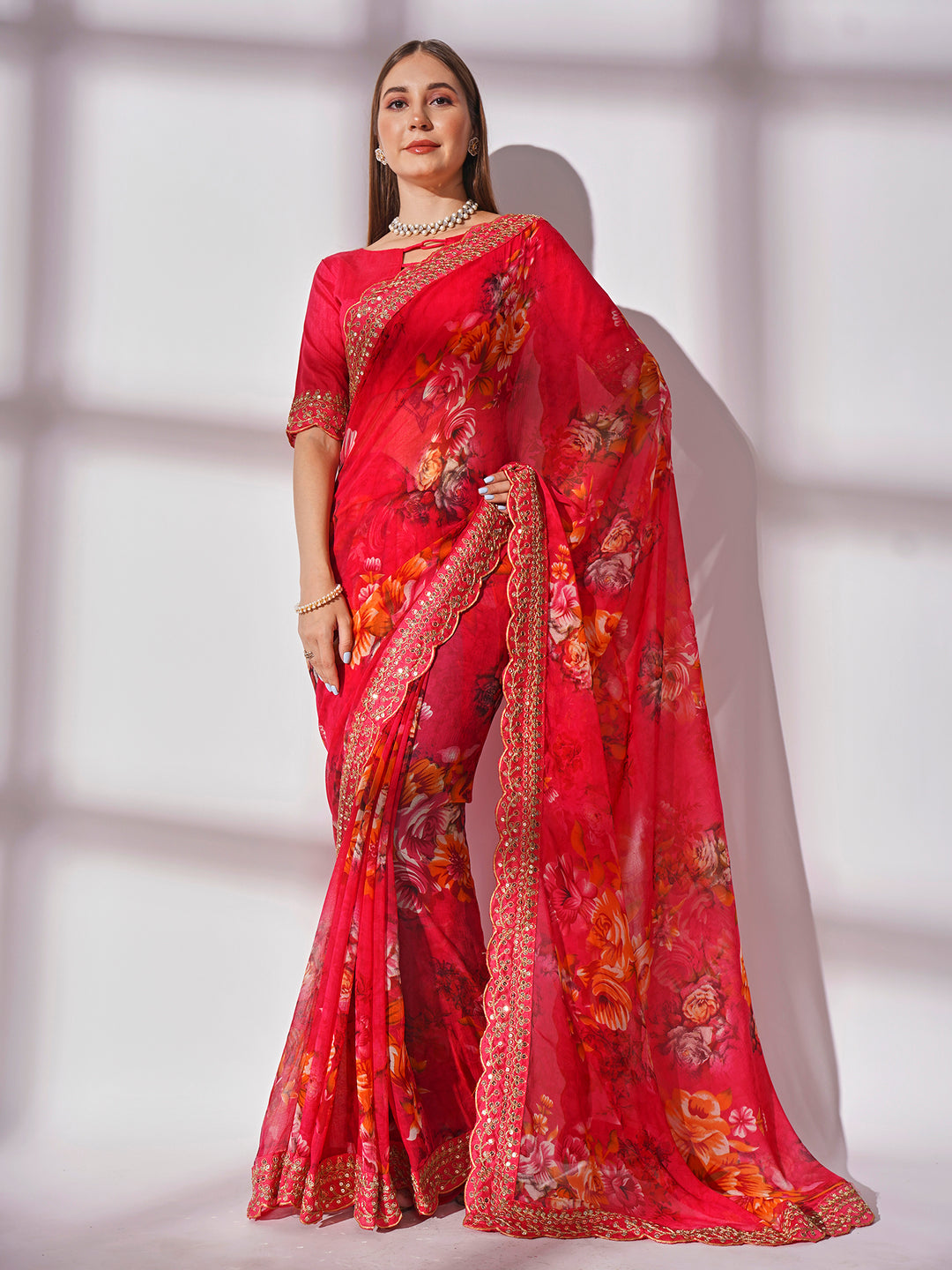 Designer Printed Georgette Saree with Art-Silk Blouse | Special Event Elegance