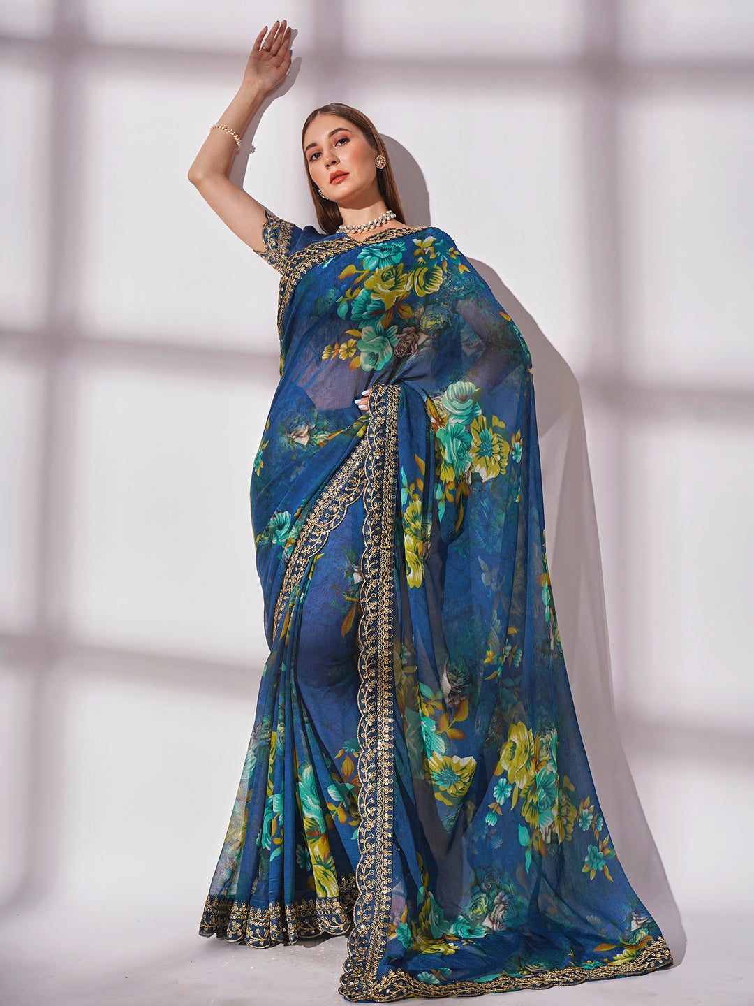 Designer-Printed Georgette Saree with Art-Silk Blouse | Perfect for Special Events