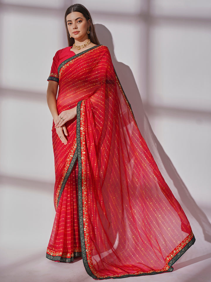 Designer Printed Georgette Saree with Art-Silk Blouse | Perfect for Weddings