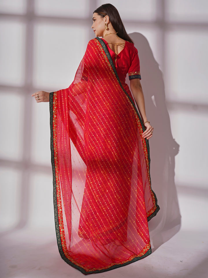 Designer Printed Georgette Saree with Art-Silk Blouse | Perfect for Weddings