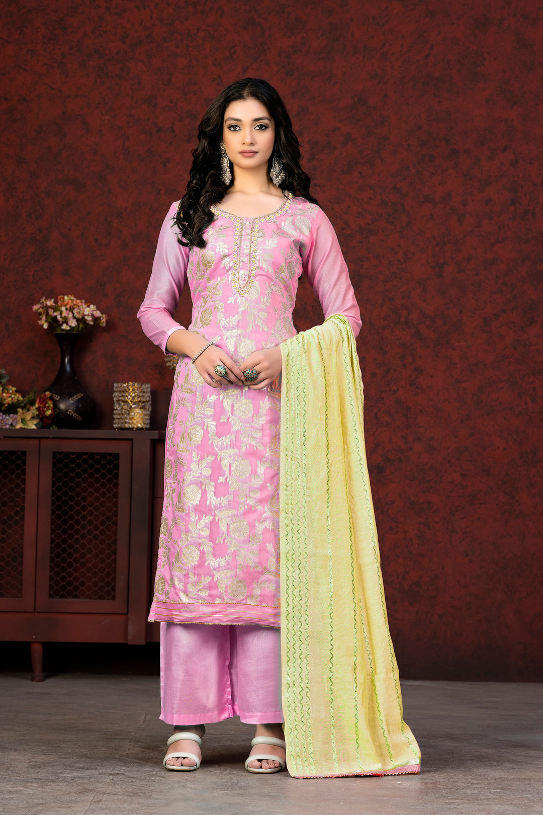 Banarasi Silk Salwar Suit | Wevon Jacquard Designer with Fancy Dupatta