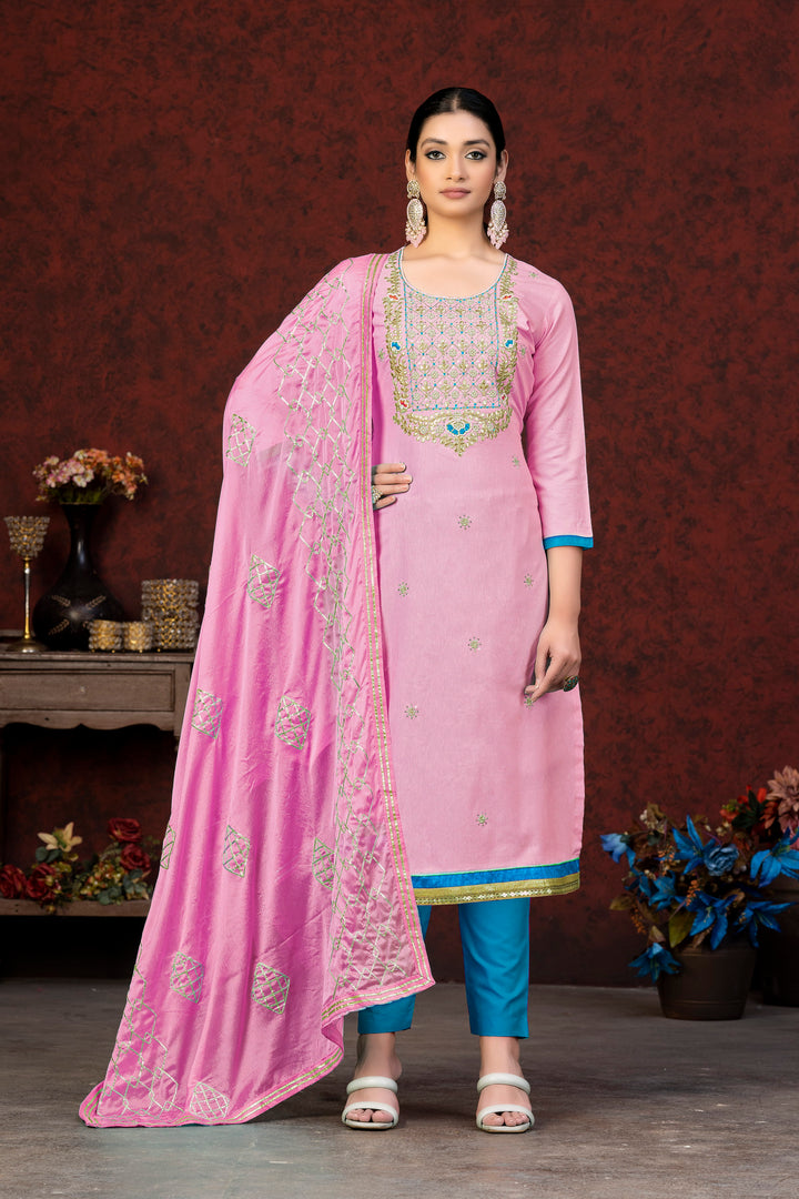 Glass Cotton Salwar Suit for Women | Elegant Embroidery & Nazmin Dupatta