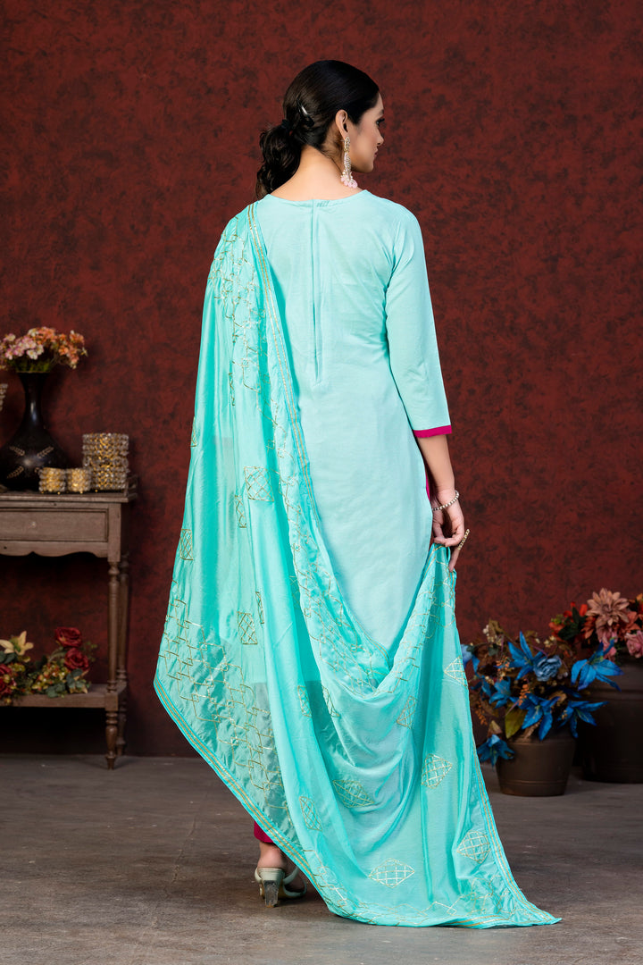 Glass Cotton Salwar Suit for Women | Elegant Embroidery & Nazmin Dupatta