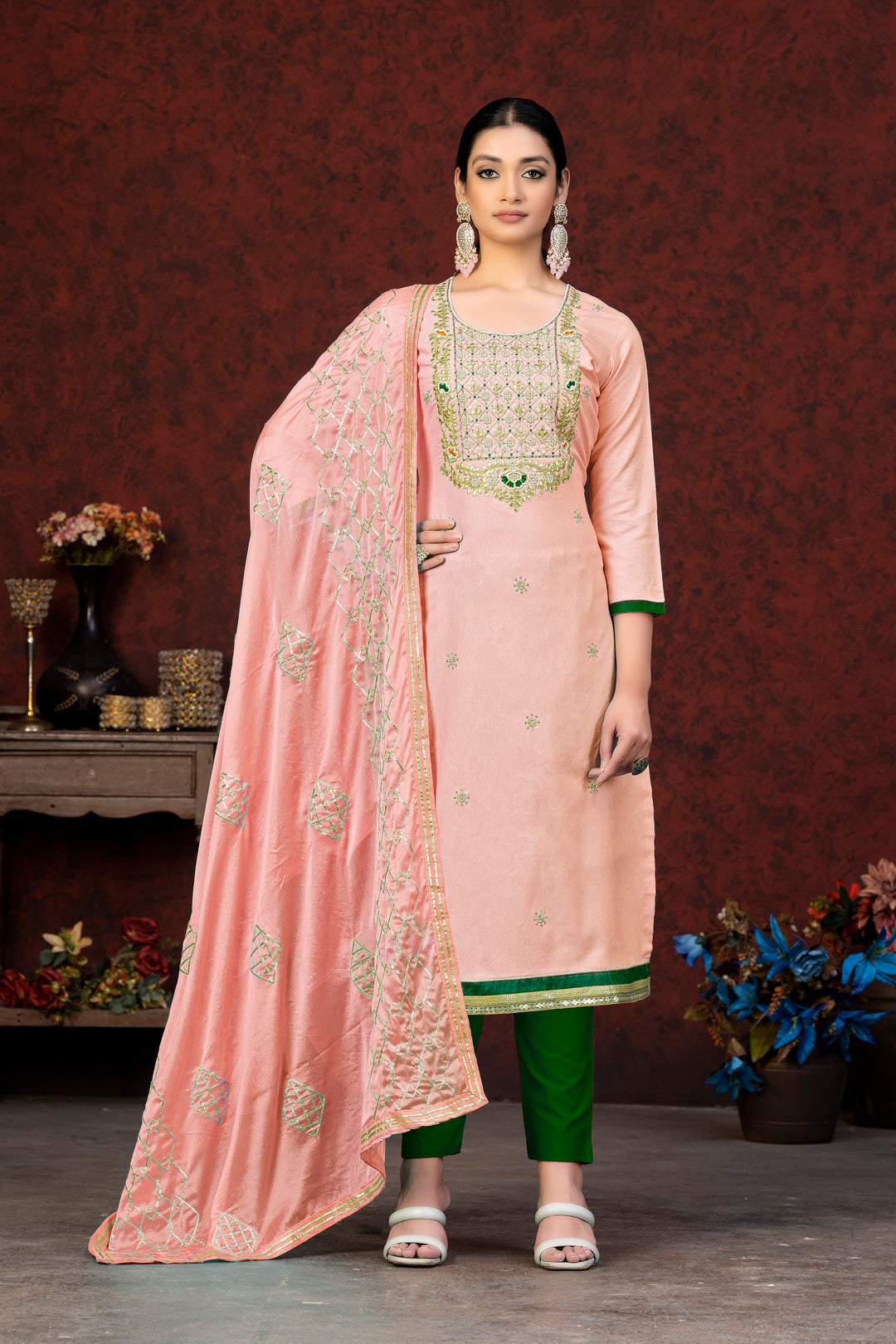 Glass Cotton Salwar Suit for Women | Elegant Embroidery & Nazmin Dupatta