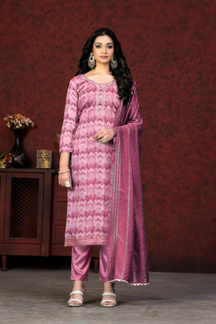 Modal Silk Salwar Suit | Soft Banarasi Dupatta with Santoon Bottom & Hand Work