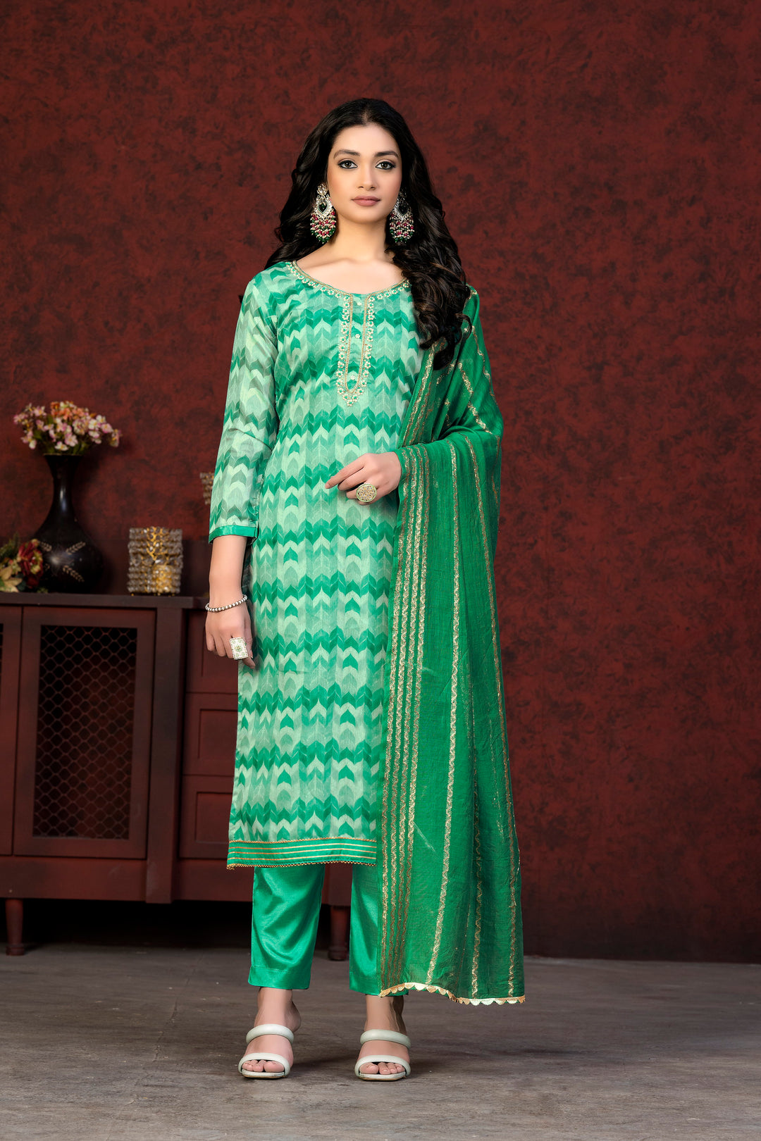 Modal Silk Salwar Suit | Soft Banarasi Dupatta with Santoon Bottom & Hand Work