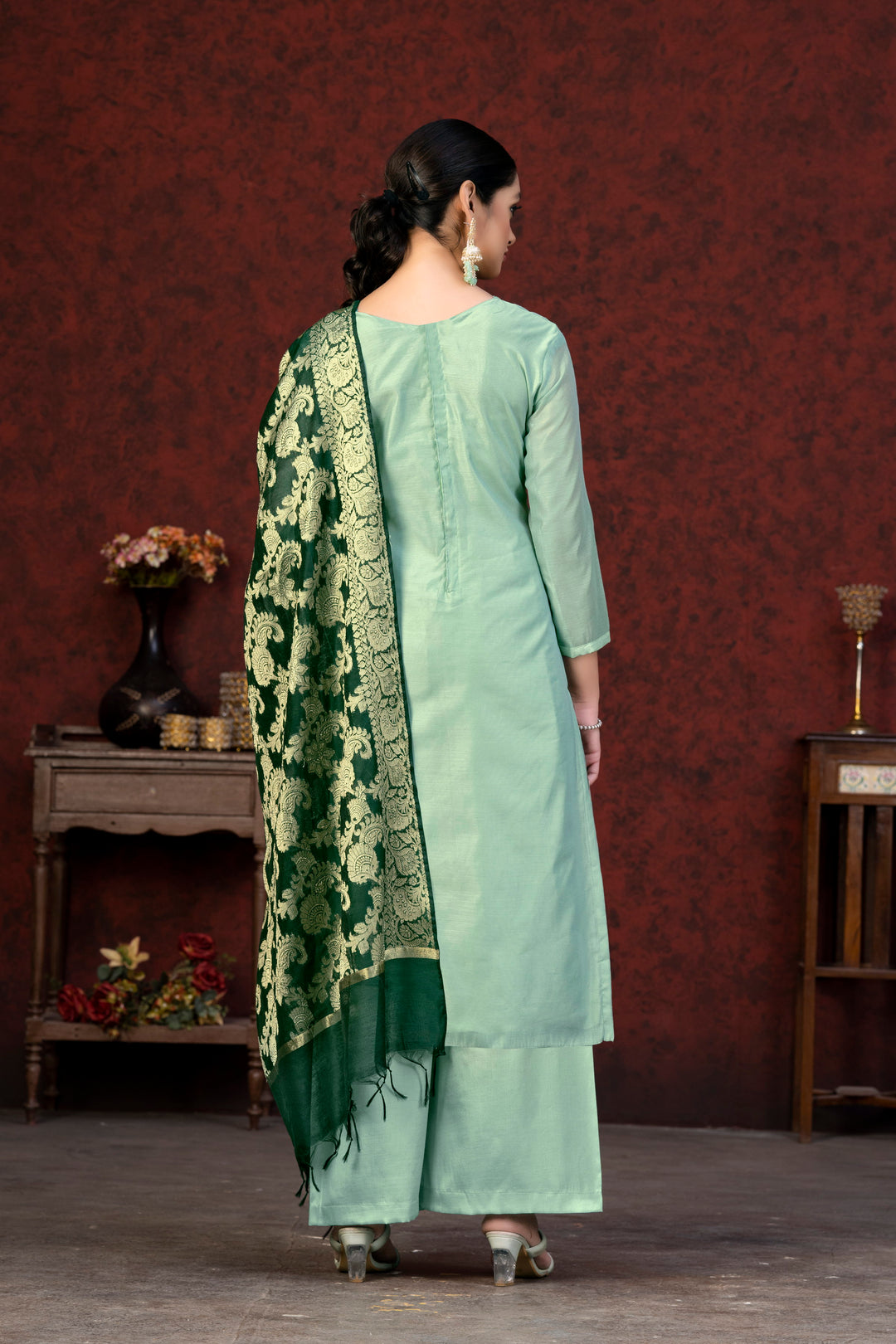 Banarasi Silk Salwar Suit for Women | Santoon Bottom & Woven Jacquard Dupatta