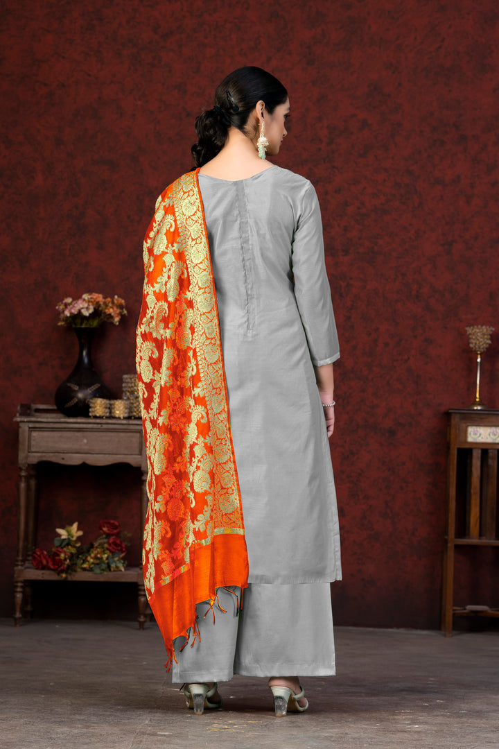 Banarasi Silk Salwar Suit for Women | Santoon Bottom & Woven Jacquard Dupatta