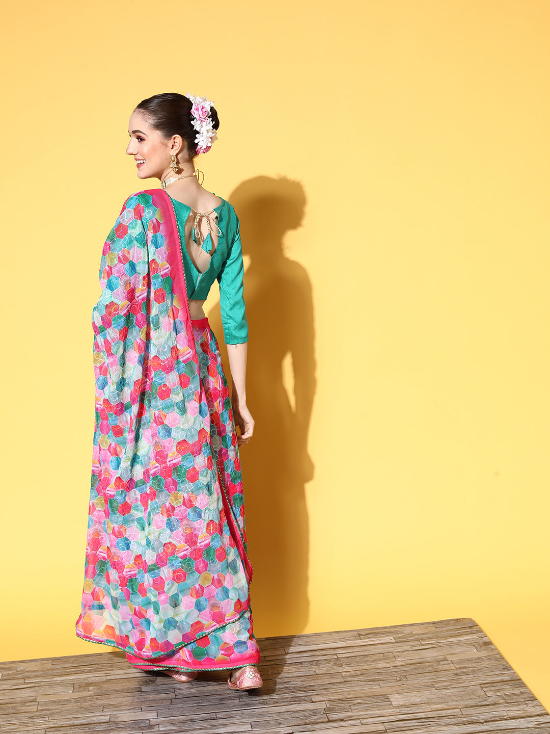 Designer Printed Georgette Saree | Art-Silk Blouse for Special Events