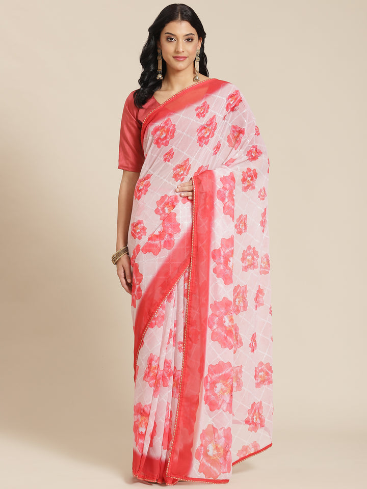 Designer-Printed Georgette Saree with Art-Silk Blouse | Perfect for Special Events