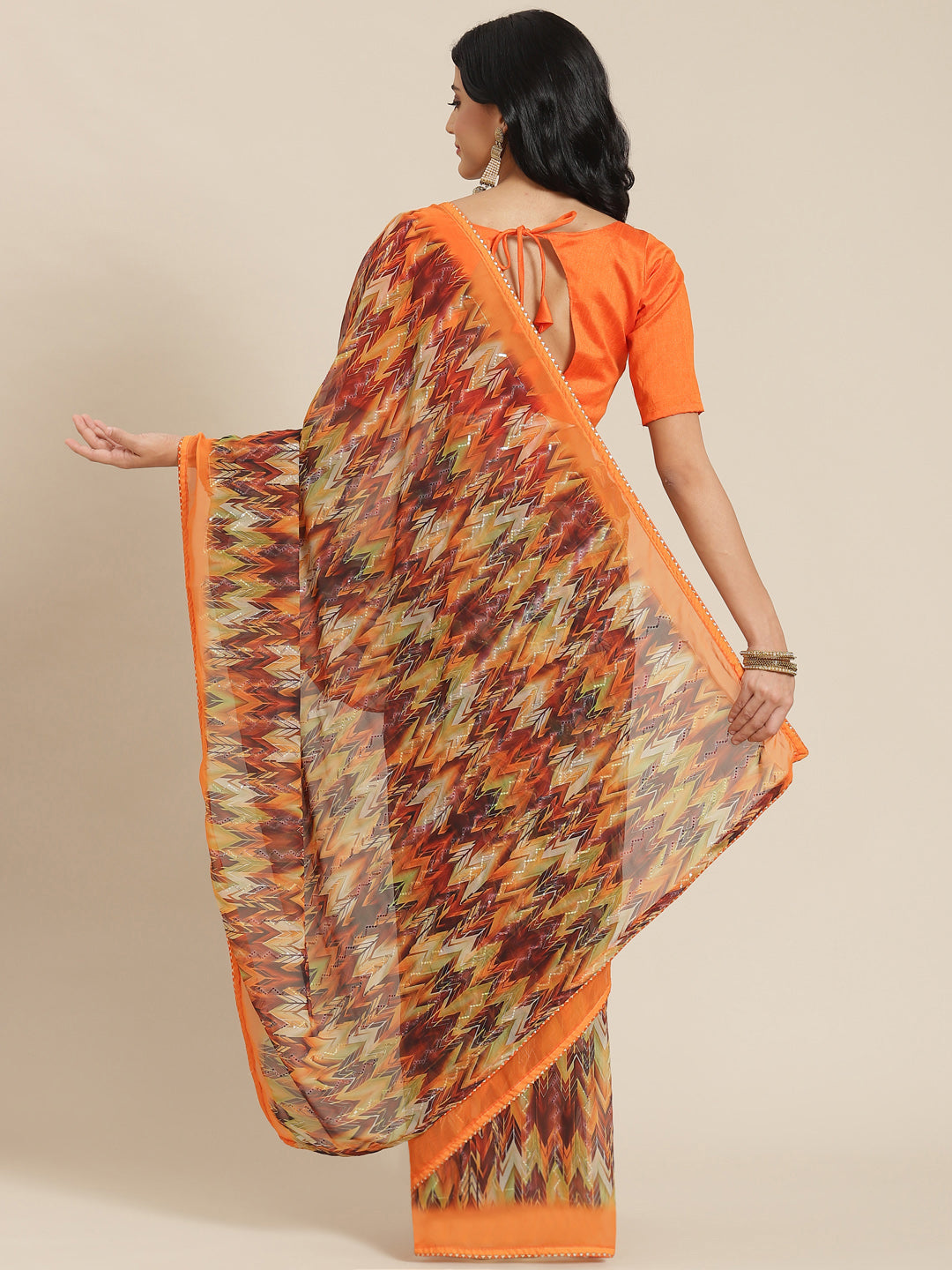 Designer-Printed Georgette Saree with Art-Silk Blouse | Perfect for Weddings