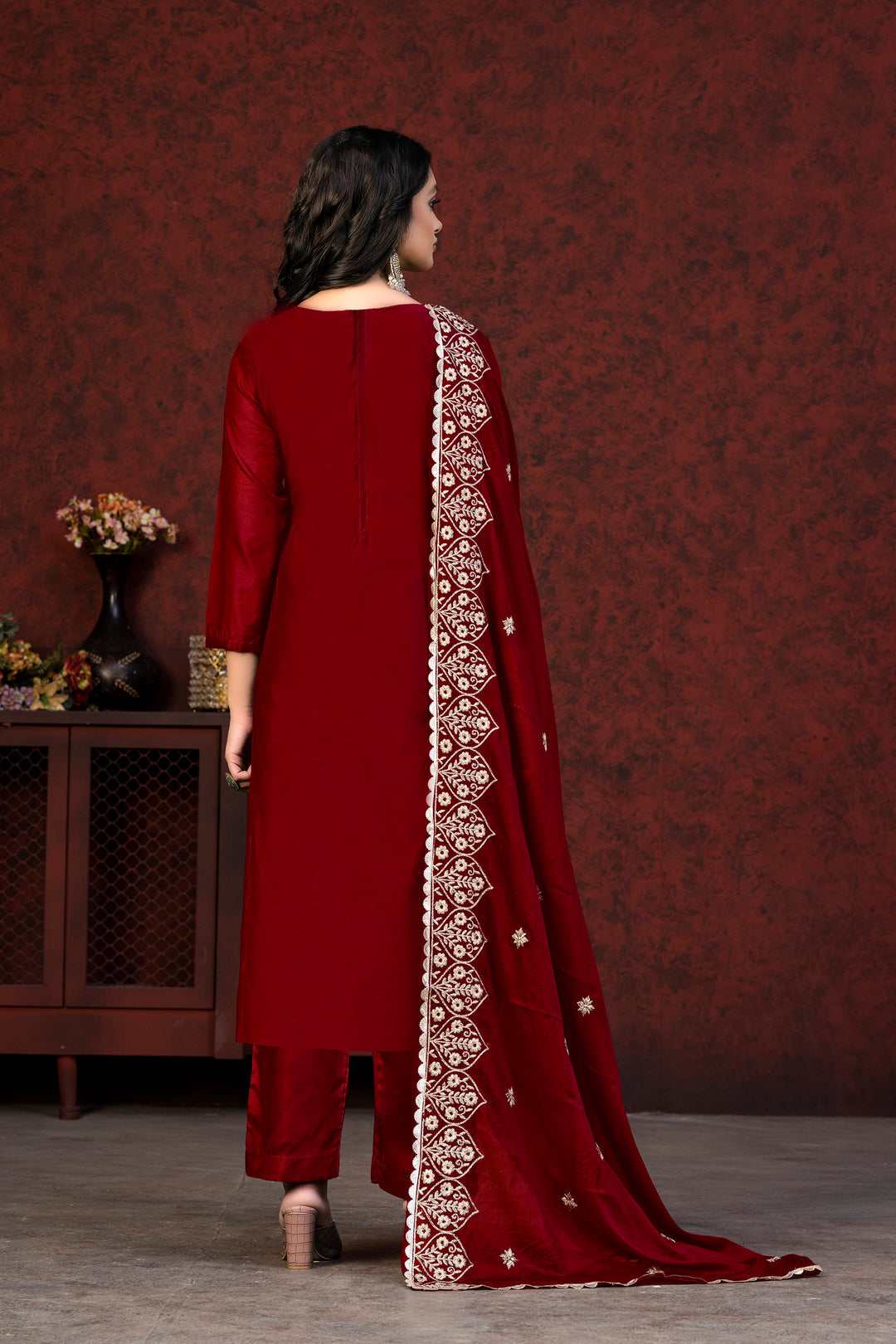 Modal Chanderi Salwar Suit | Embroidery & Hand Work with Santoon Bottom