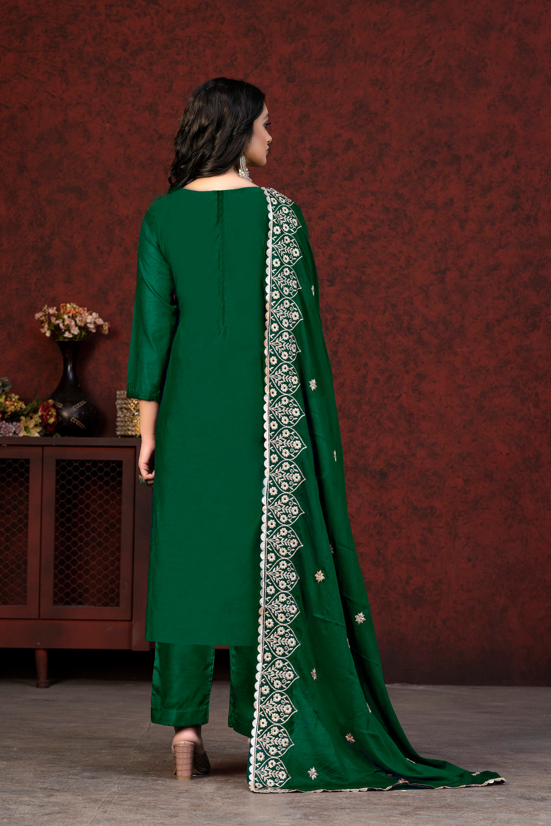 Modal Chanderi Salwar Suit | Embroidery & Hand Work with Santoon Bottom