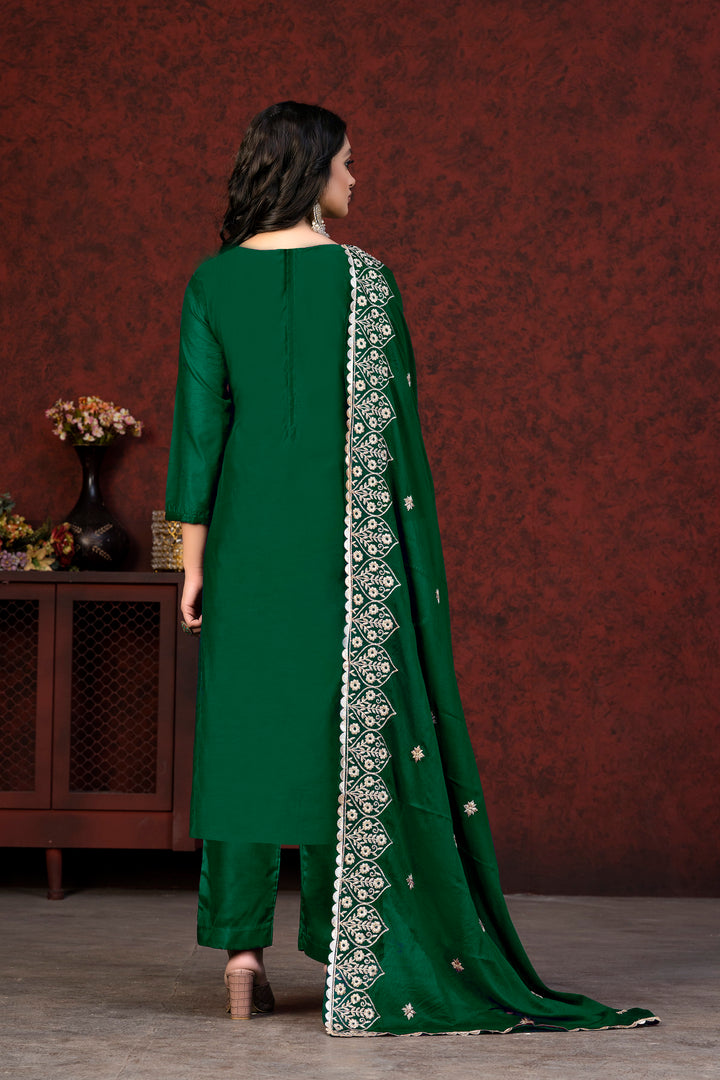 Modal Chanderi Salwar Suit | Embroidery & Hand Work with Santoon Bottom