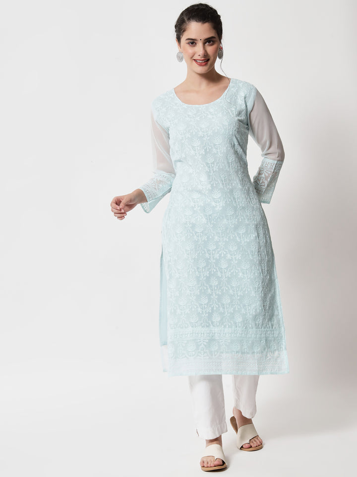 Stylish Embroidered Georgette Kurti | Casual and Festive Indian Ethnic Outfit