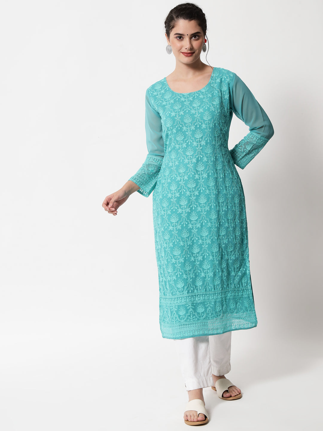 Stylish Embroidered Georgette Kurti | Casual and Festive Indian Ethnic Outfit