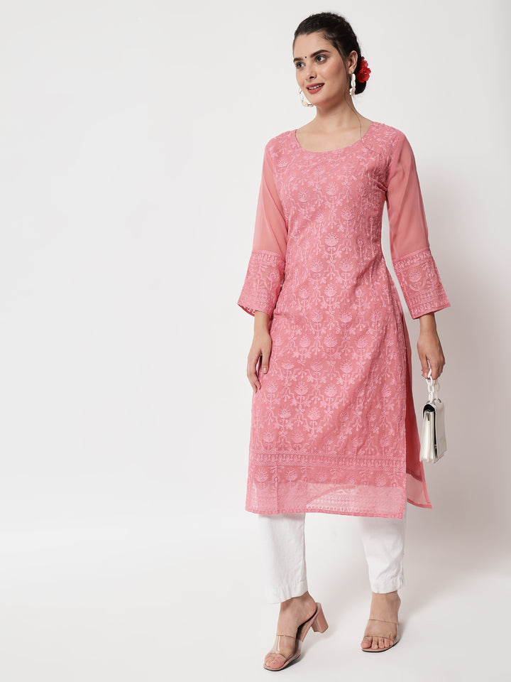 Stylish Embroidered Georgette Kurti | Casual and Festive Indian Ethnic Outfit