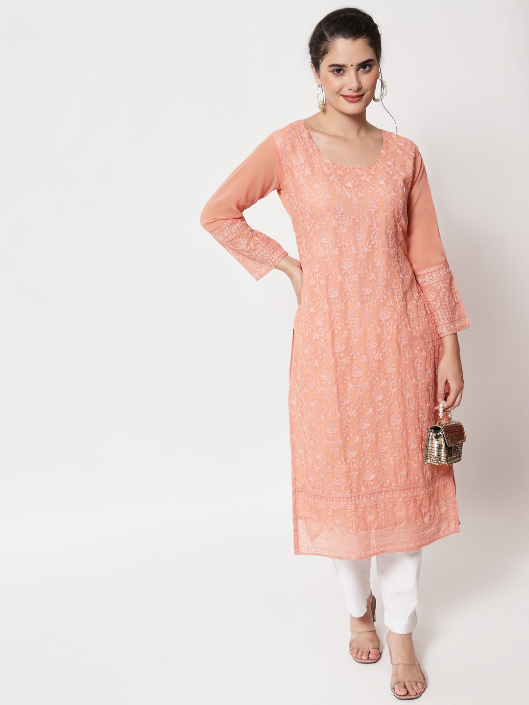 Stylish Embroidered Georgette Kurti | Casual and Festive Indian Ethnic Outfit