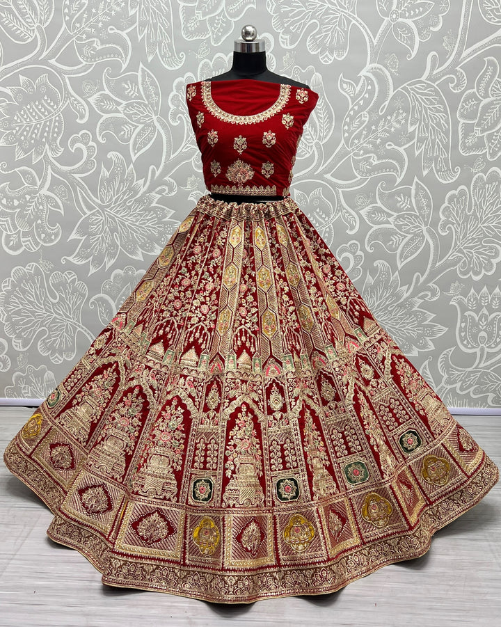 Elegant Velvet Lehenga with Dupatta | Perfect for Weddings and Celebrations