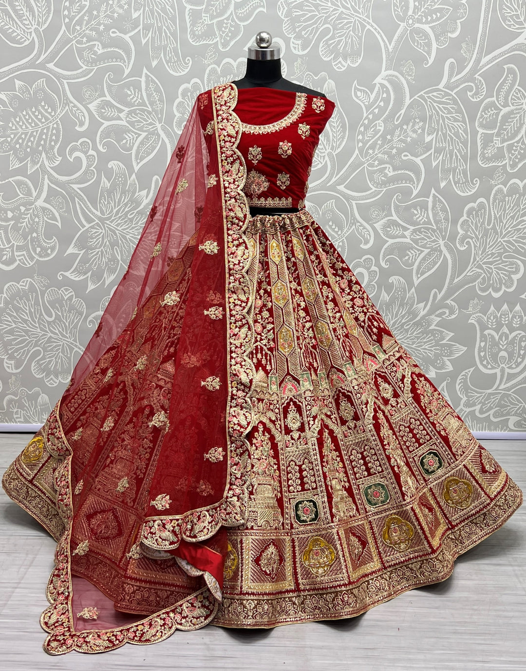 Elegant Velvet Lehenga with Dupatta | Perfect for Weddings and Celebrations