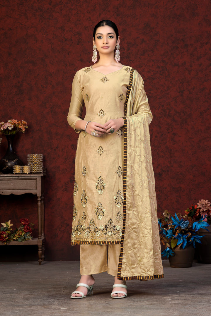 Modal Chanderi Salwar Suit with Nazmin Dupatta | Embroidery and Hand Work