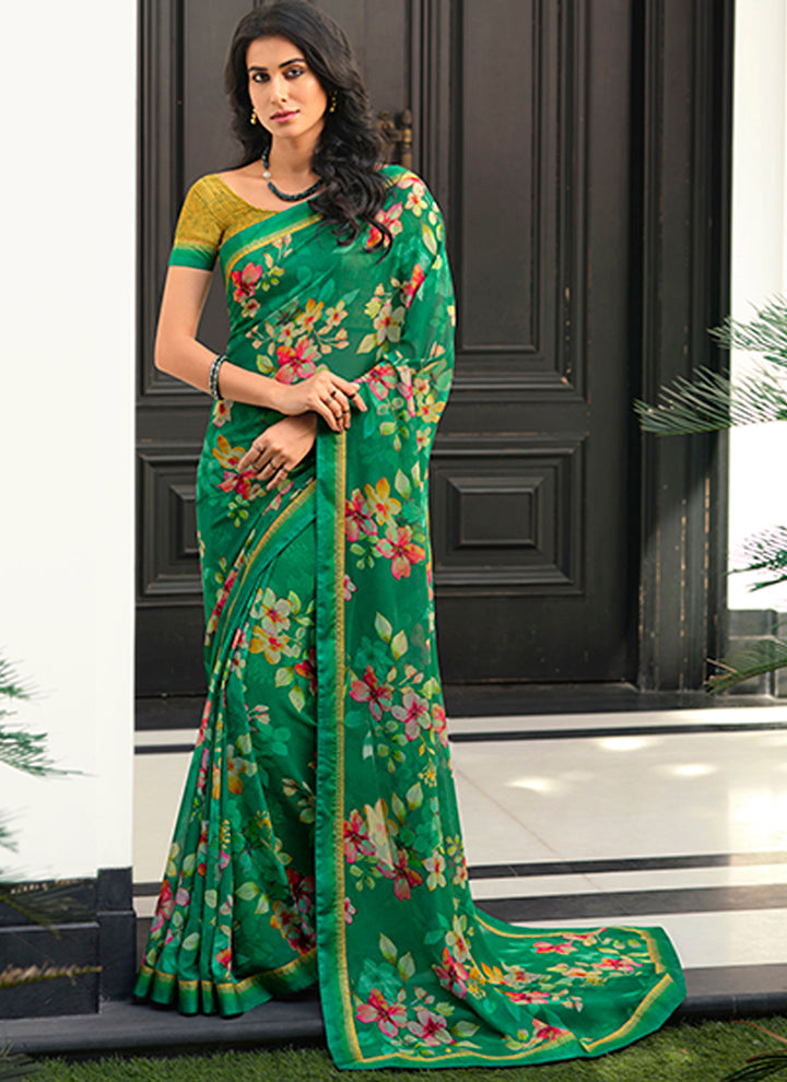 Georgette Saree with Digital Print & Lace Work | Ideal for Weddings & Festive Events