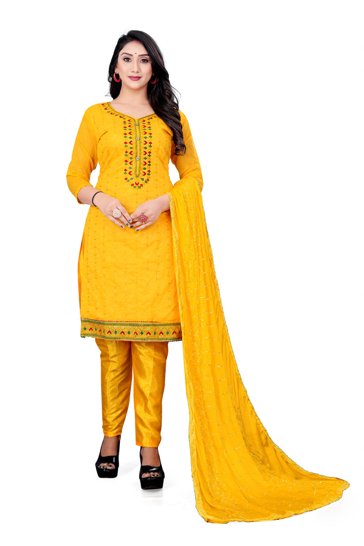 Elegant Chanderi Cotton Suit with Santoon Bottom | Perfect for Festive Looks