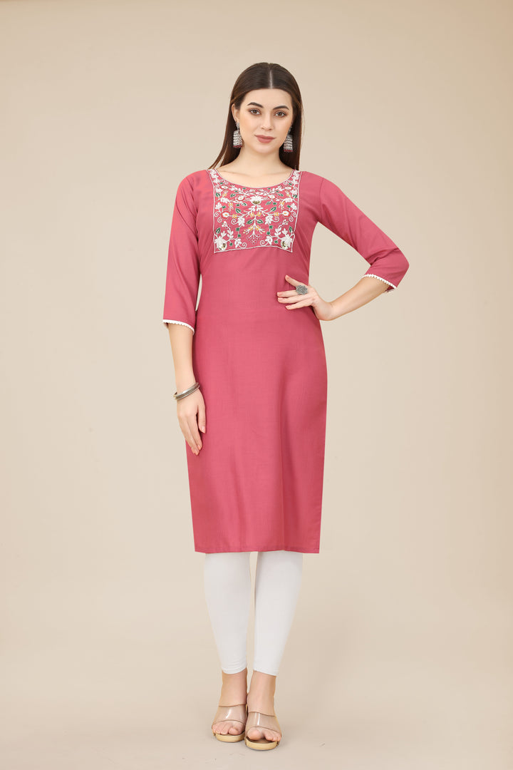 Comfortable Chinon Kurti | Designer Thread Embroidery | Casual Wear