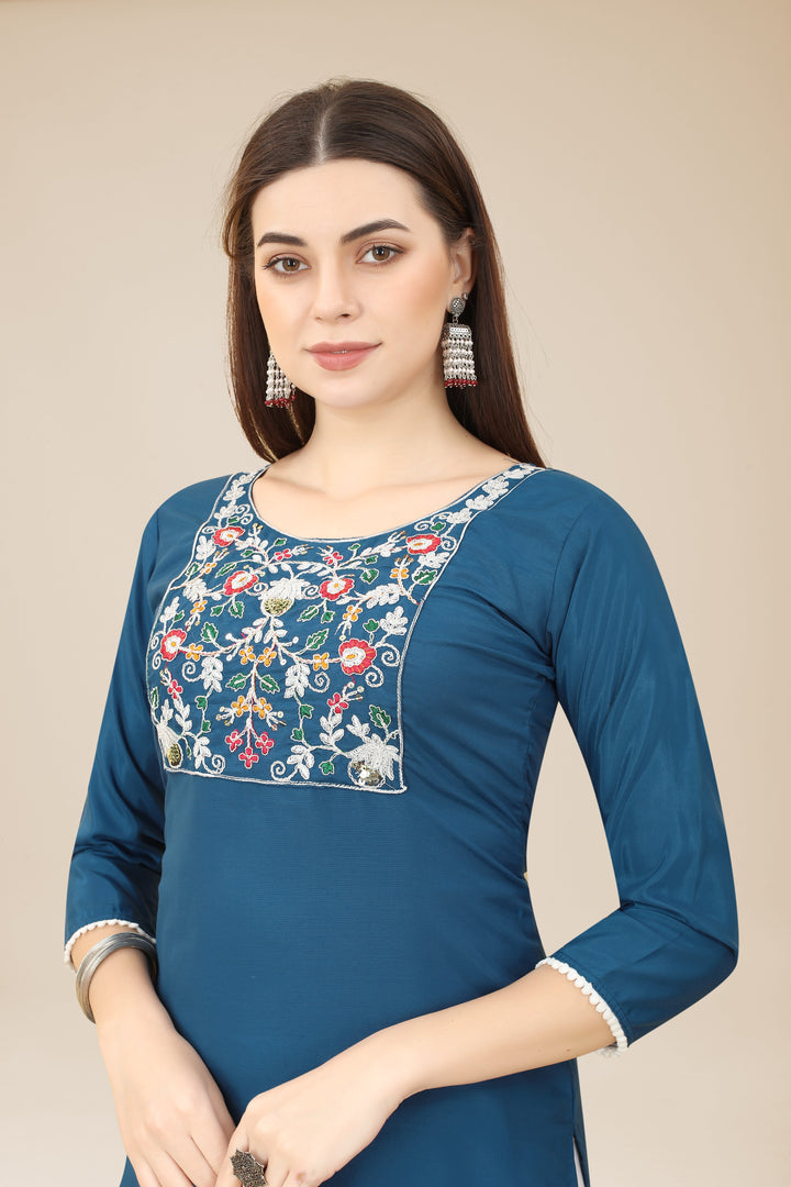 Comfortable Chinon Kurti | Designer Thread Embroidery | Casual Wear