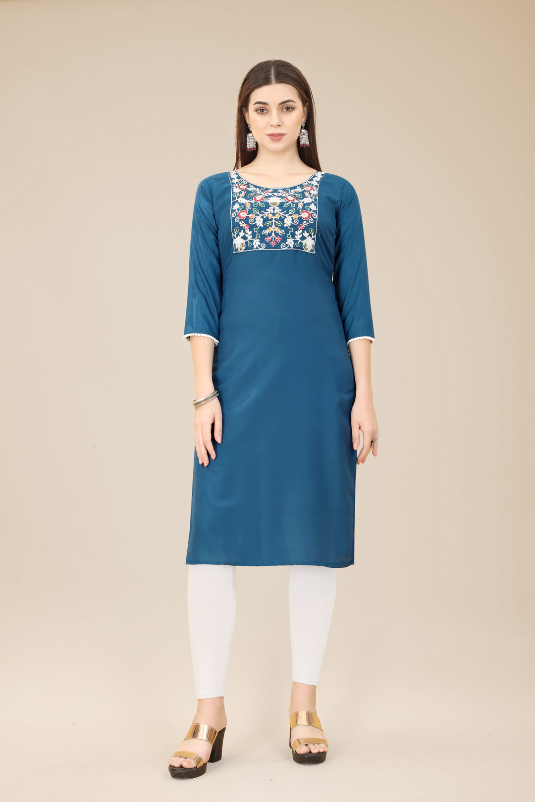 Comfortable Chinon Kurti | Designer Thread Embroidery | Casual Wear