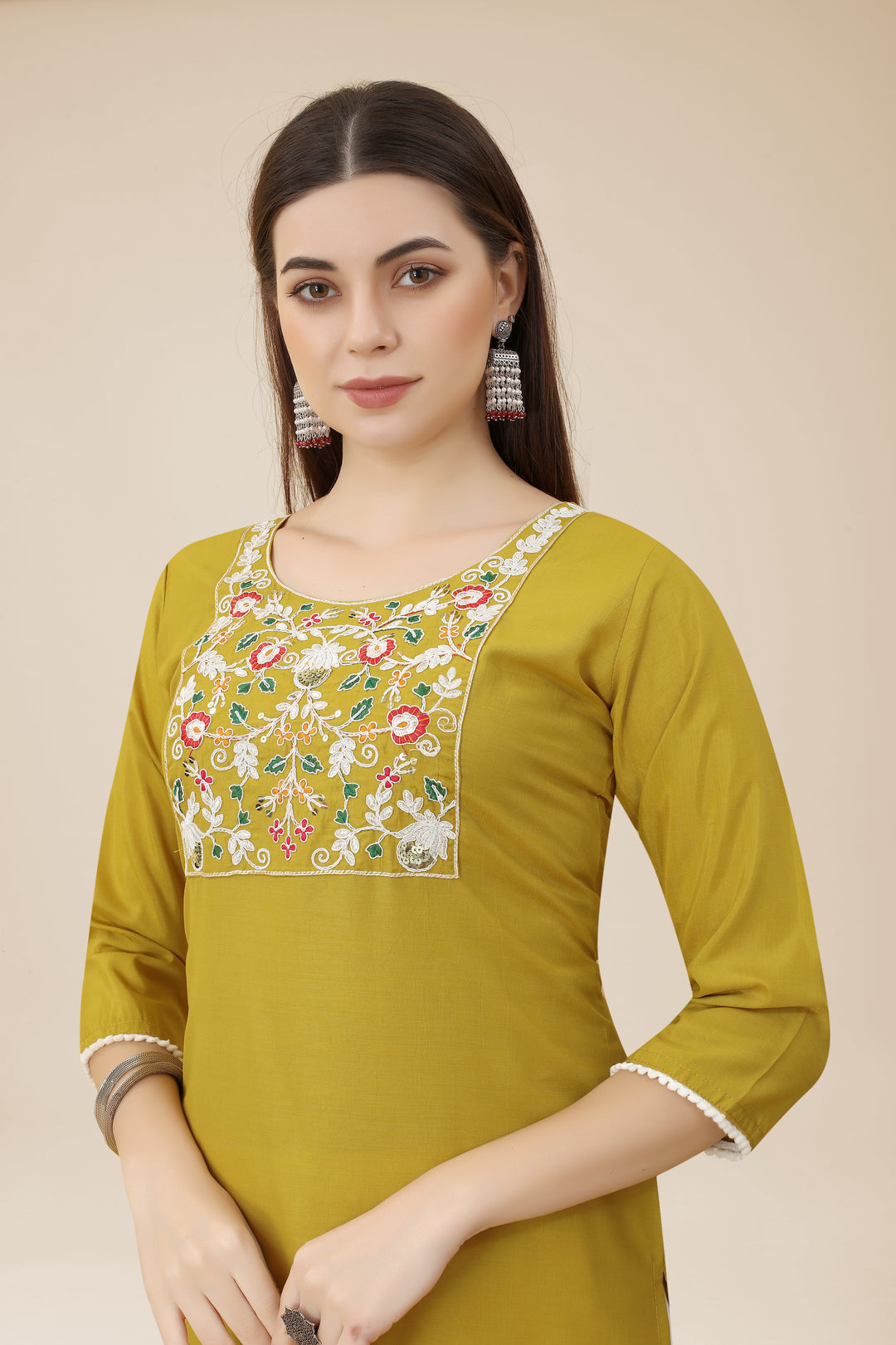 Comfortable Chinon Kurti | Designer Thread Embroidery | Casual Wear