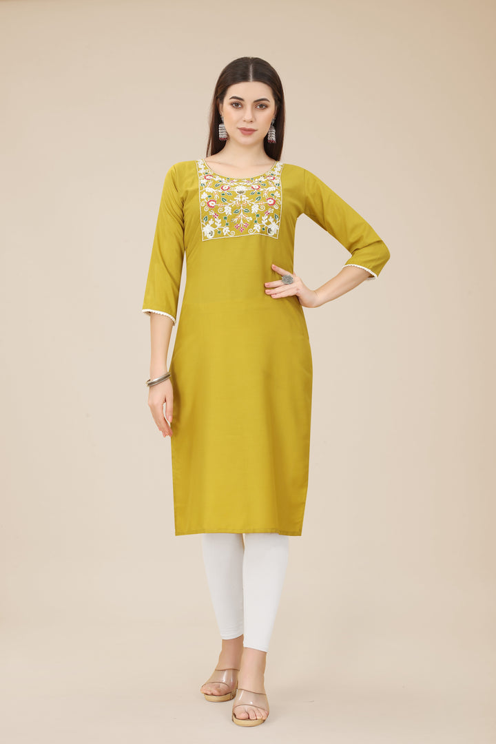 Comfortable Chinon Kurti | Designer Thread Embroidery | Casual Wear